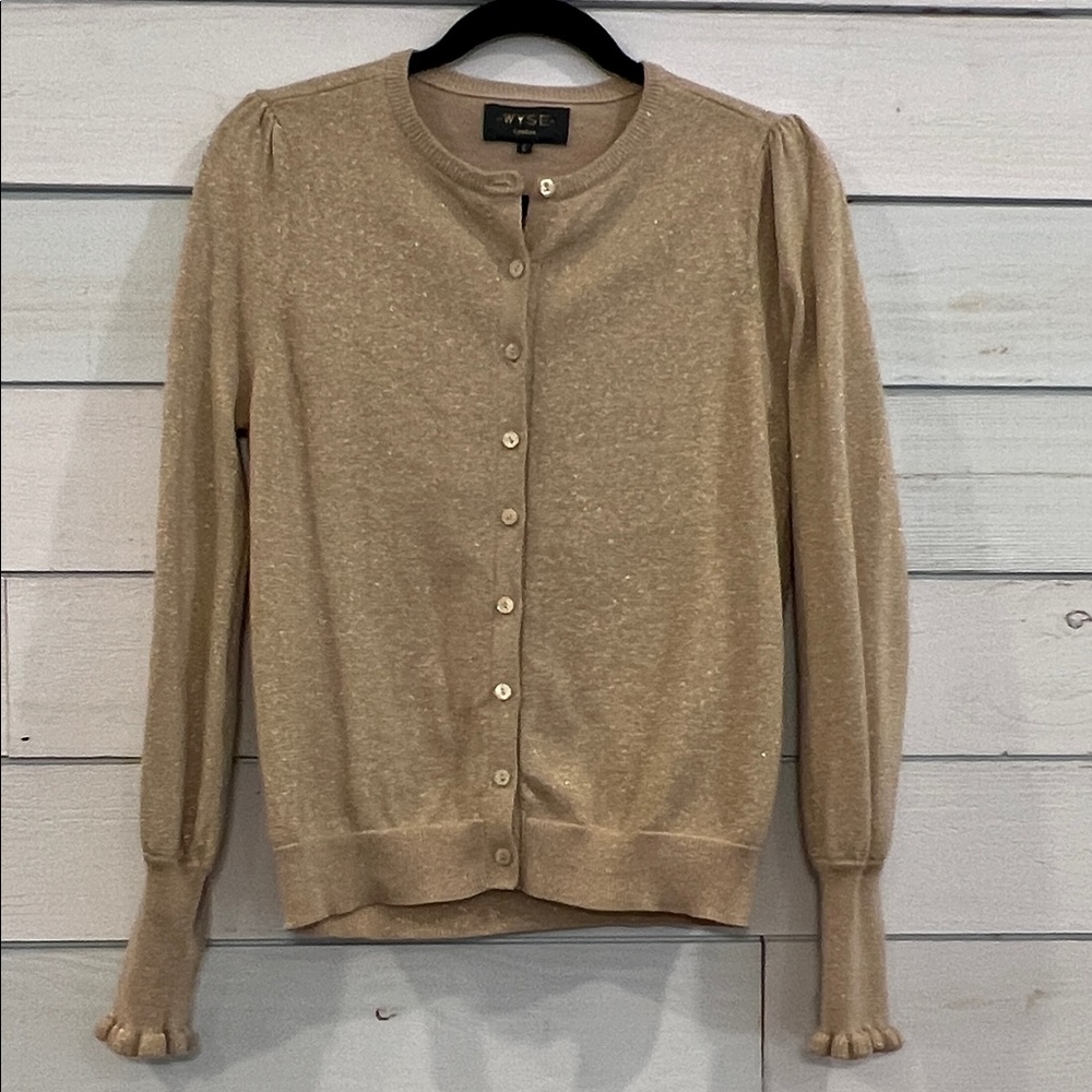 Women's WYSE gold metallic cardigan